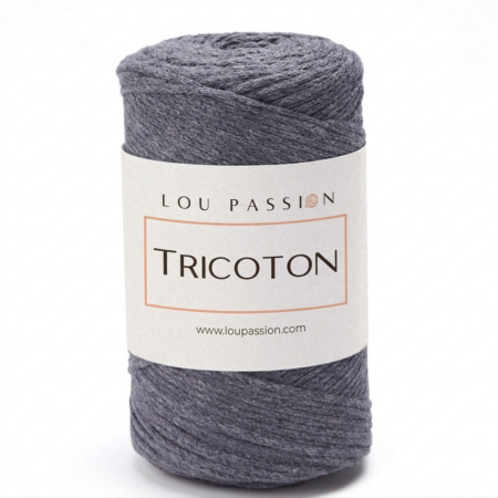 Tricoton macramé gris médium référence 106 fil pour sacs au crochet Lou Passion