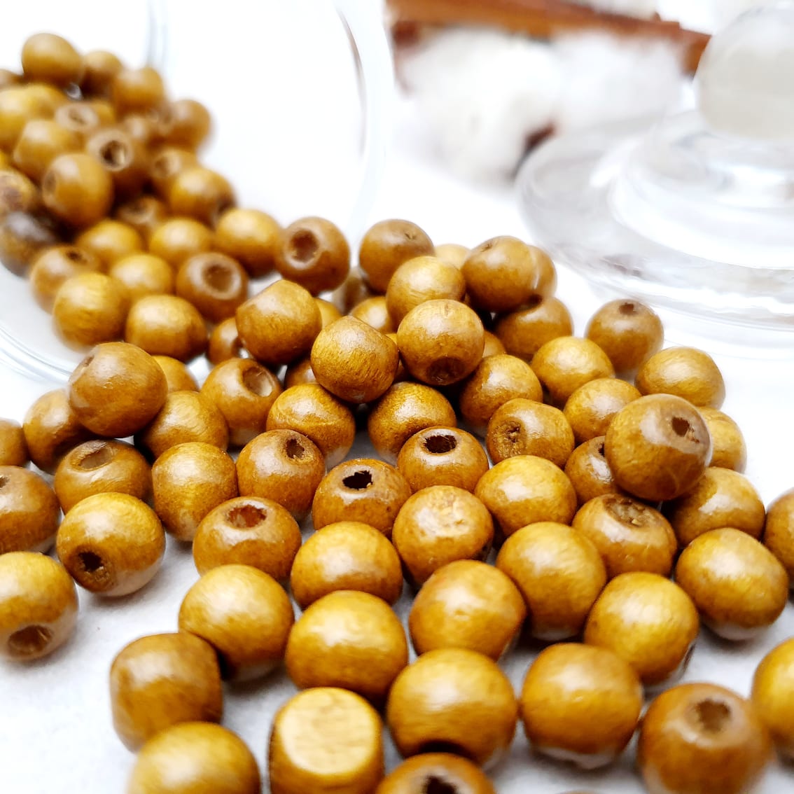 Perles En Bois 6 Mm - Lot De 220 Pièces, Alésage 2 Mm, Couleur Jaune, Pour Créations Manuelles