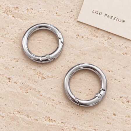 Lot de 2 anneaux mousquetons ronds dorés 25 mm pour sac