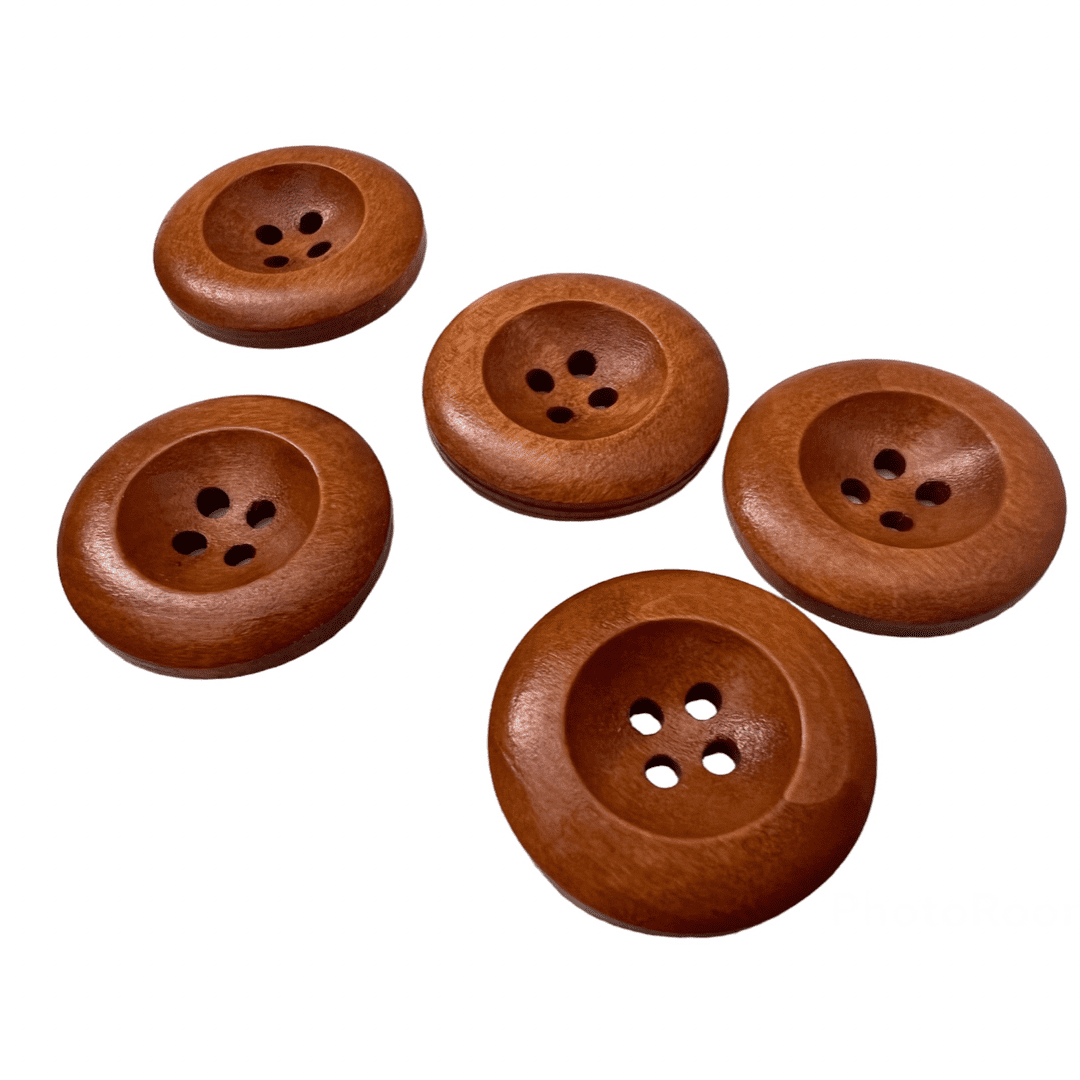 Assortiment de boutons en bois colorés - 25 à 40 mm - 144 pcs