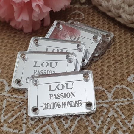 5 étiquettes labels rectangles 30x20 mm - hand made collection crochet -  Lou Passion