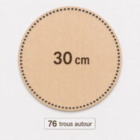 Base en bois ronde de 30 cm avec 76 trous de 8 mm pour le crochet, le Trapilho et le Cotton Air.