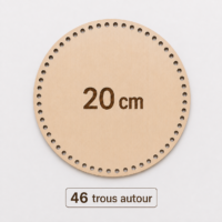 Base en bois ronde de 20 cm avec 46 trous de 8 mm pour le crochet, le Trapilho et le Cotton Air.