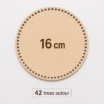 Base en bois ronde de 16 cm avec 42 trous de 8 mm pour le crochet, le Trapilho et le Cotton Air.