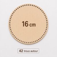 Base en bois ronde de 16 cm avec 42 trous de 8 mm pour le crochet, le Trapilho et le Cotton Air.