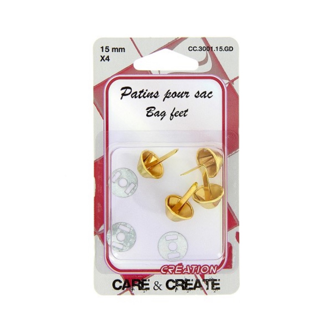 Pieds de sac dorés 15 mm - accessoires couture et maroquinerie Lou Passion