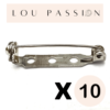 Set de 10 supports de broches 2,5 cm métal Argent