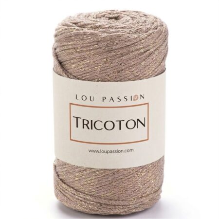 Fil Tricoton Lurex brun doré réf 135 Lou Passion – fil tressé brillant pour crochet sacs accessoires