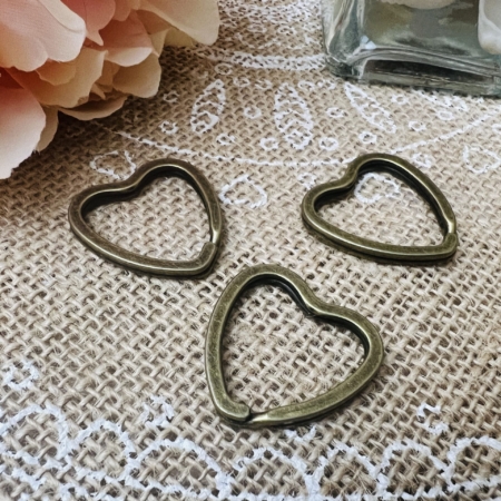 3 Anneaux Porte-clés coeur Bronze