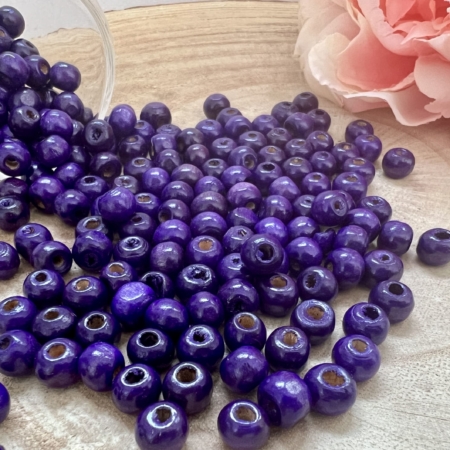 20 Perles bois 8mm Violet