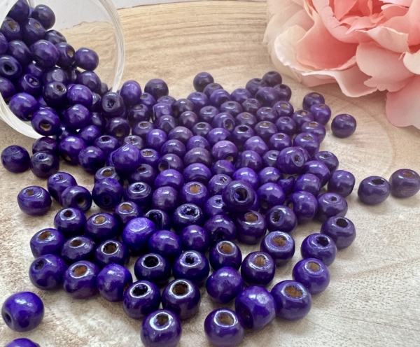 20 Perles bois 8mm Violet