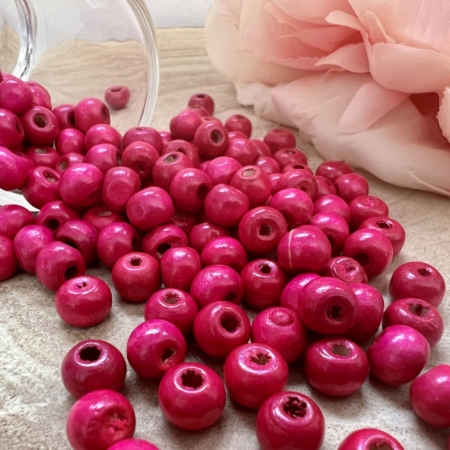 20 Perles bois 8mm Rose