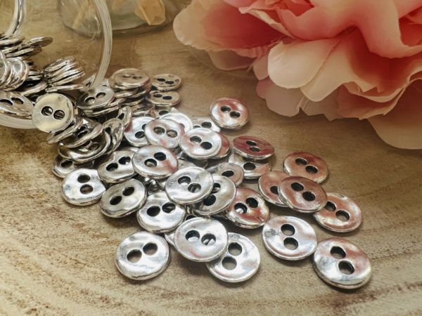 10 Boutons Métal Argenté 1,2cm