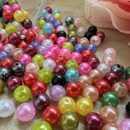 200 Perles nacrés multi couleur 6 mm