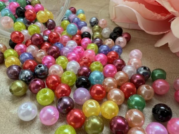 200 Perles nacrés multi couleur 6 mm