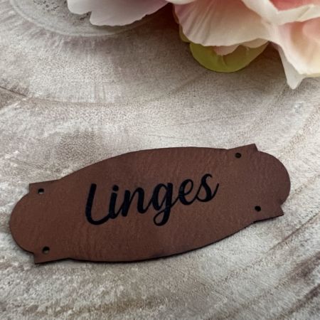 1 Label/Étiquette "Linge" cuir Végétal 7X3cm