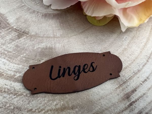 1 Label/Étiquette "Linge" cuir Végétal 7X3cm