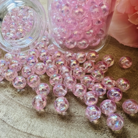 80 Perles Rose Transparente 8 mm