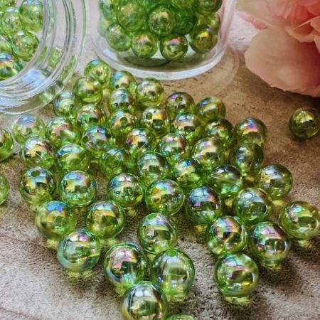 80 Perles Vert Transparente 8 mm
