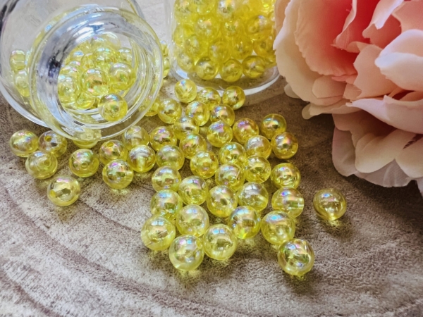 80 Perles Jaune Transparente 8 mm
