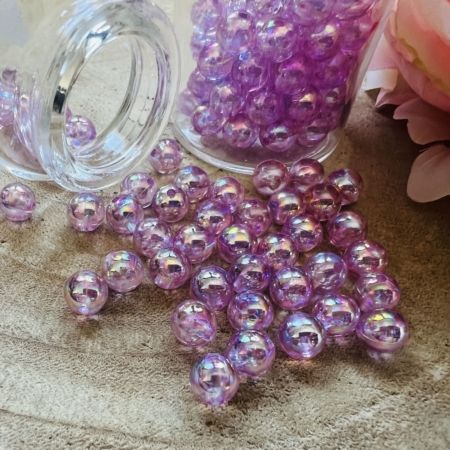 80 Perles Mauve Transparente 8 mm