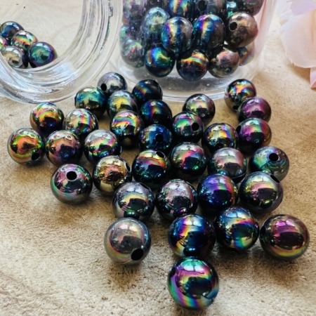 80 Perles Pétrole Transparente 8 mm