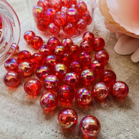 80 Perles Rouge Transparente 8 mm