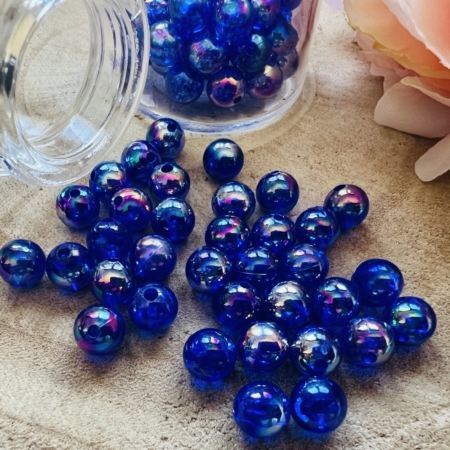 80 Perles Bleu Roi Transparente 8 mm