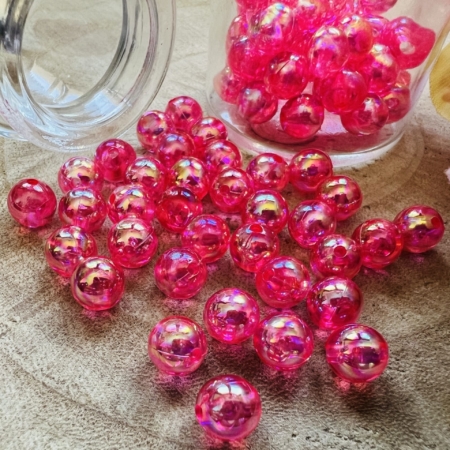 80 Perles Fushia Transparente 8 mm