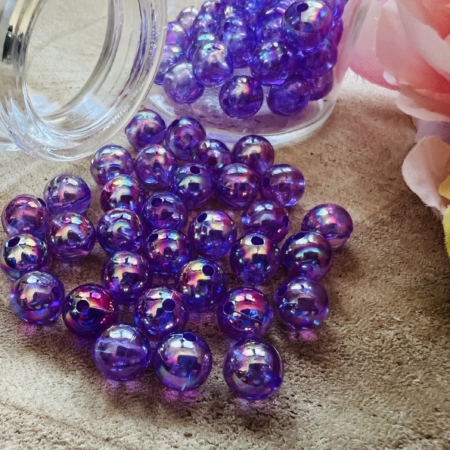 80 Perles Violette Transparente 8 mm