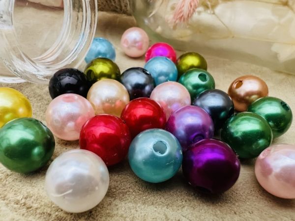 26 Perles nacrés multi couleur 12mm