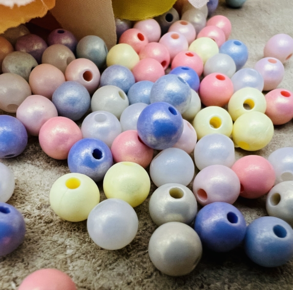 80 Perles pastel Nacrés ronde 8mm