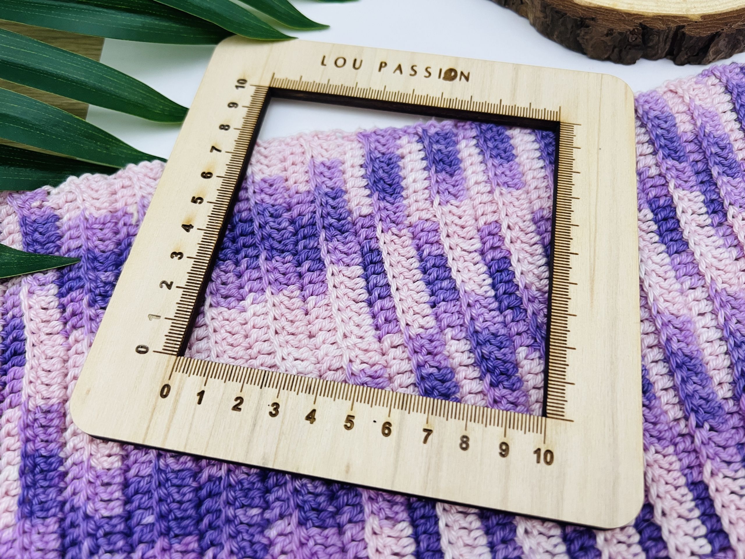 Jauge en bois naturel pour échantillon crochet tricot - Lou Passion