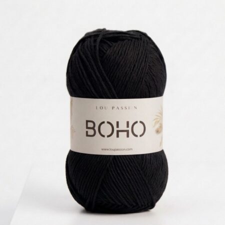 Fil coton Boho noir 100g 210m Oeko-Tex crochet tricot Lou Passion