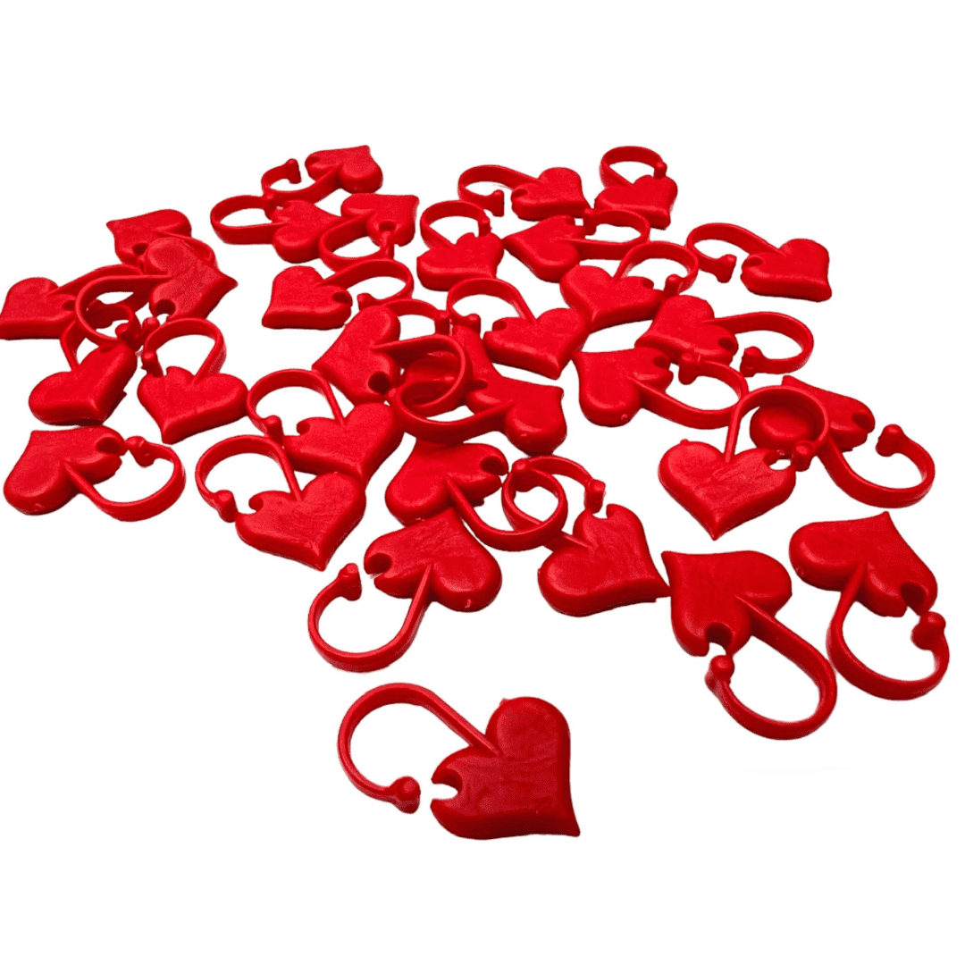5 Marqueurs de mailles Addi love coeur rouge - Lou Passion