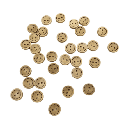 Pack 12 Boutons 11,5 mm Couture Bois 46078