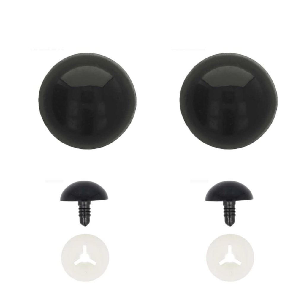 Yeux de sécurité en plastique - pour peluche et amigurumi - 8 mm - Noir x15  paires - Perles & Co