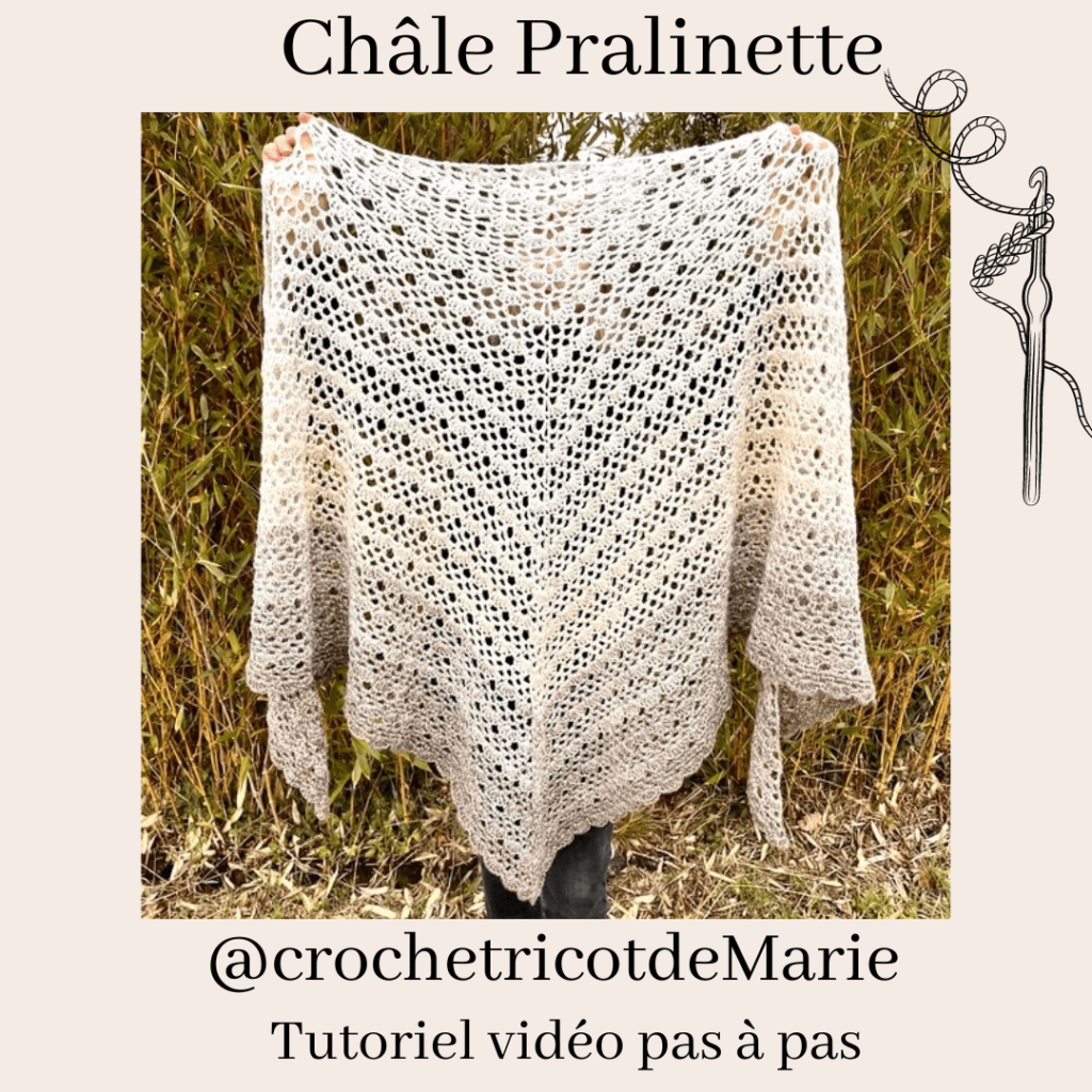 Modèle Châle Mérinos au crochet tutoriel vidéo pas à pas - Lou Passion