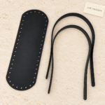 Fond de sac et anses en simili cuir noir pour sac au crochet