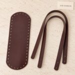 Fond de sac et anses en simili cuir marron foncé pour sac au crochet