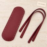 Fond de sac et anses bordeaux en simili cuir pour sac au crochet