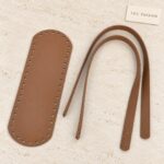 Fond de sac et anses en simili cuir camel pour sac au crochet