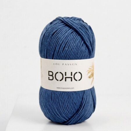 Fil coton Boho bleu minéral 100g 210m Oeko-Tex crochet tricot Lou Passion