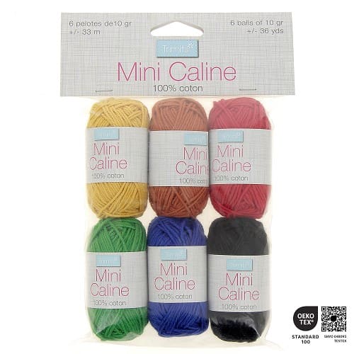 Lot de 6 mini Pelotes Caline by Trimits - Parfait pour vos projets créatifs en coton - Multicolore Basic