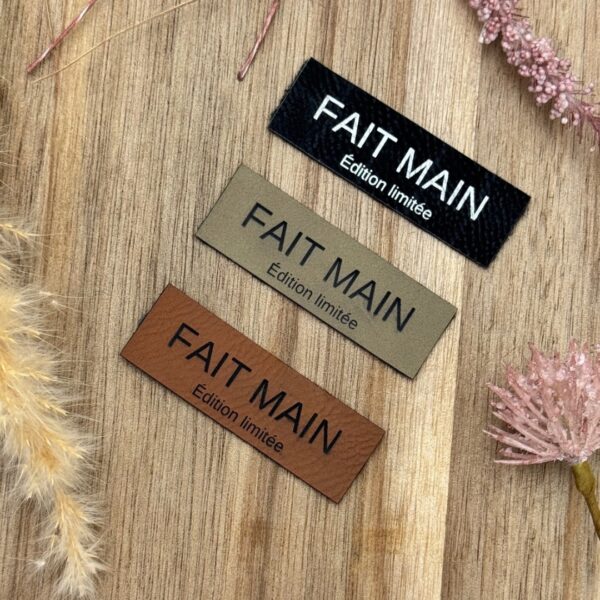 3 Étiquettes en cuir Végétal - Fait main Édition limitée-  6X2 cm