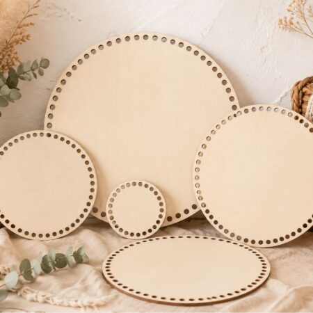 Base percée ronde en bois naturel pour Tricoton – diamètre au choix de 9 à 30 cm