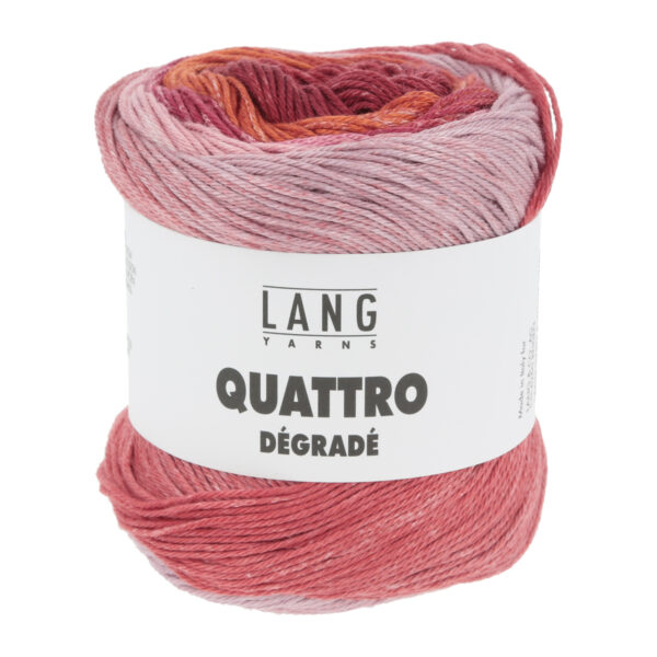 Pelote Lang Yarns Quattro Dégradé rose – coton mercerisé pour tricot et crochet