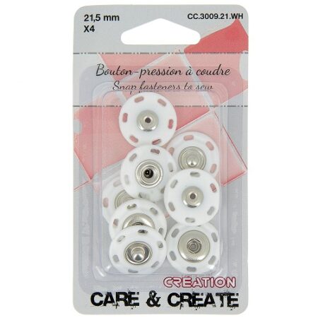 Boutons pression à coudre blancs – lot Care & Create – Lou Passion