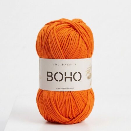 Fil coton Boho orange 100g 210m Oeko-Tex crochet tricot Lou Passion