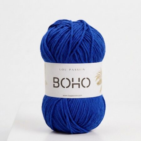Fil coton Boho bleu roi 100g 210m Oeko-Tex crochet tricot Lou Passion
